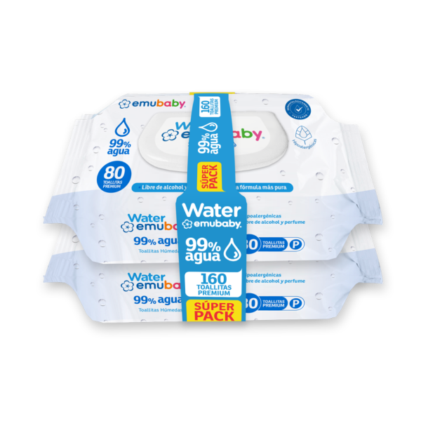 Emubaby Toallitas Húmedas Water Premium 2x80 uds